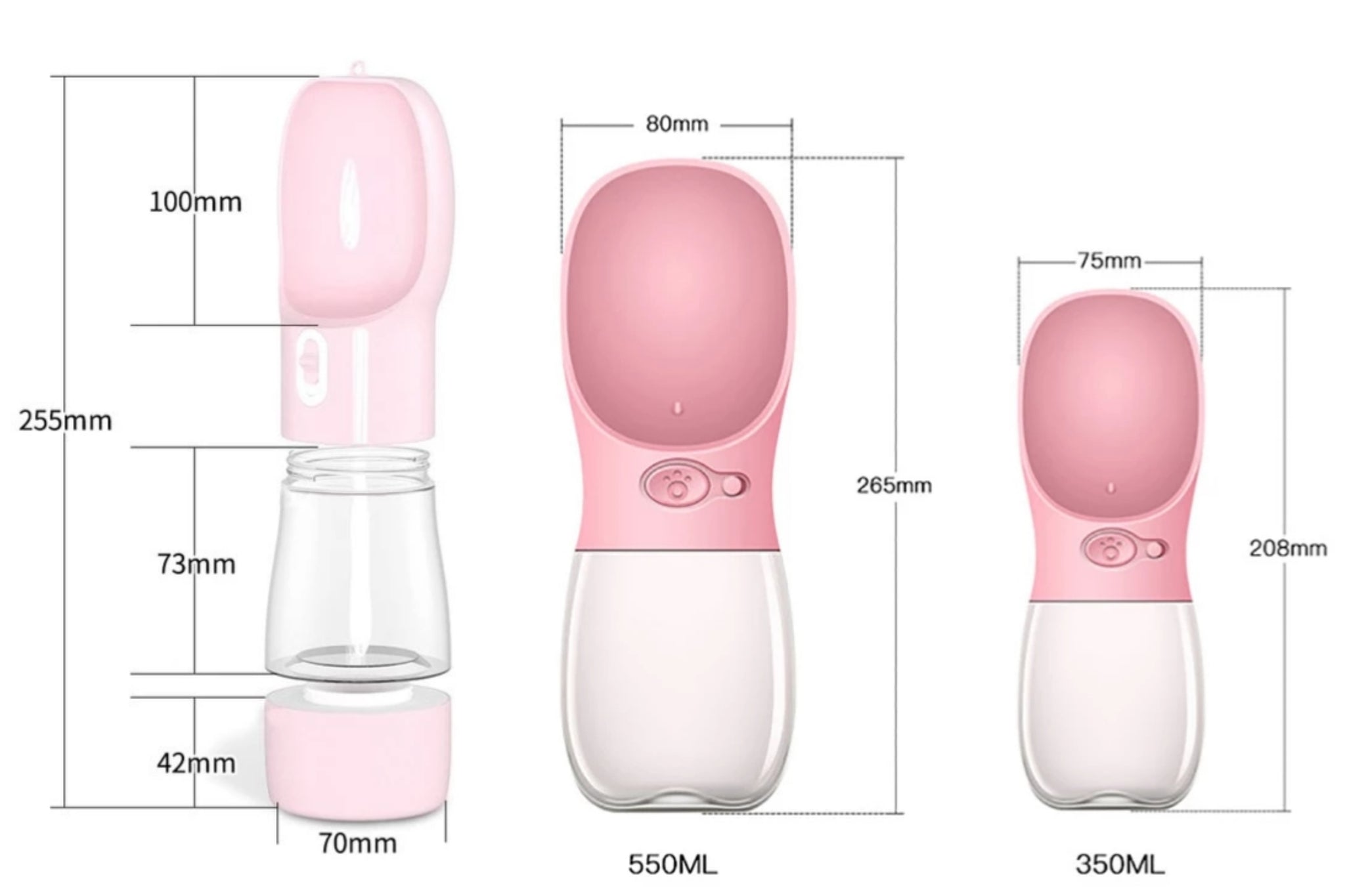 Pawppy sizes new portable dog bottle pink pawppy practically