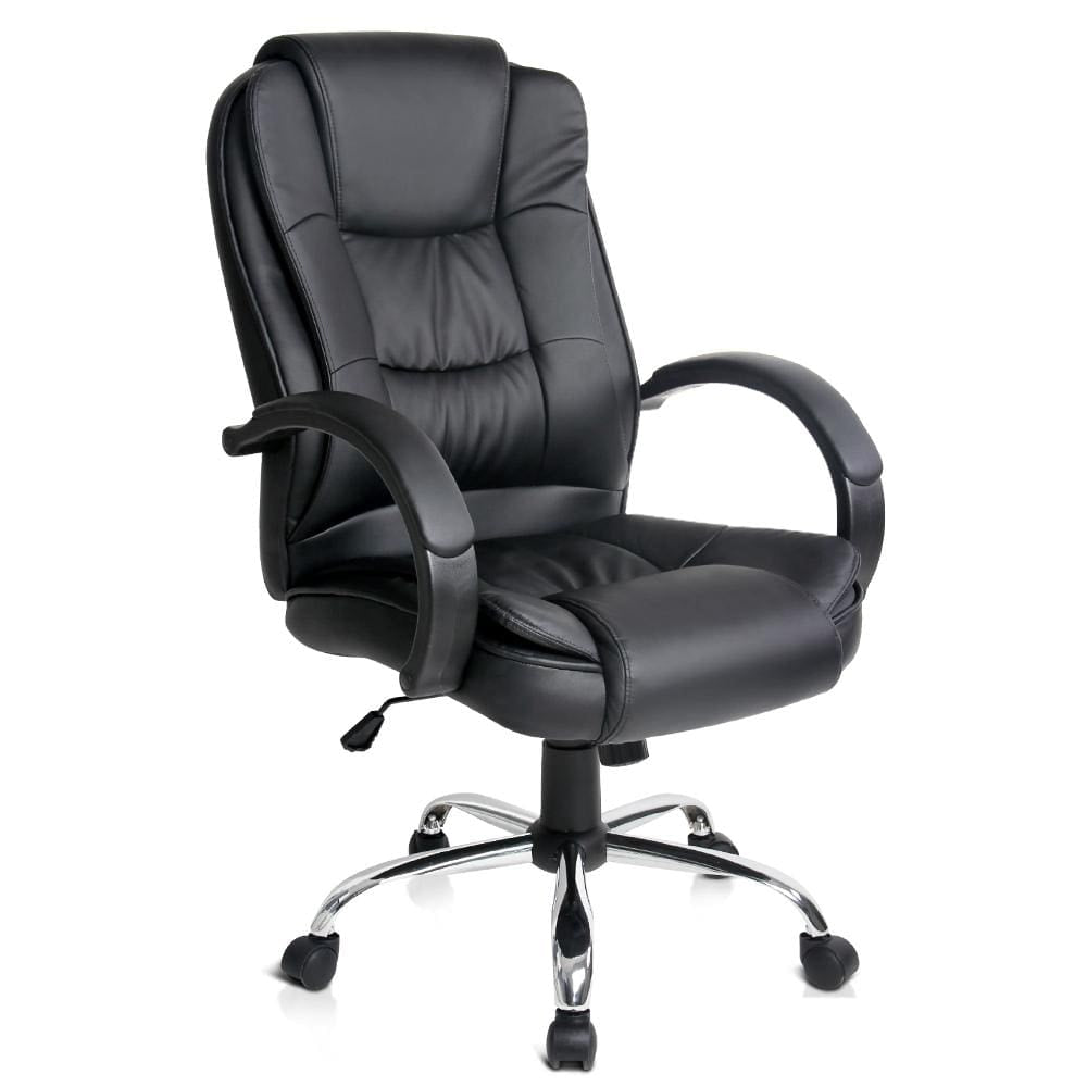 Executive Office Chair PU Leather & Chrome - Black – Home Office Decor