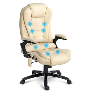 DSZ Chair Reclining Massage Chair 8 Point PU Leather - Beige