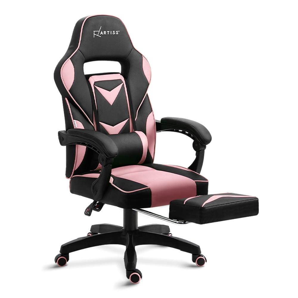 black and pink office chair