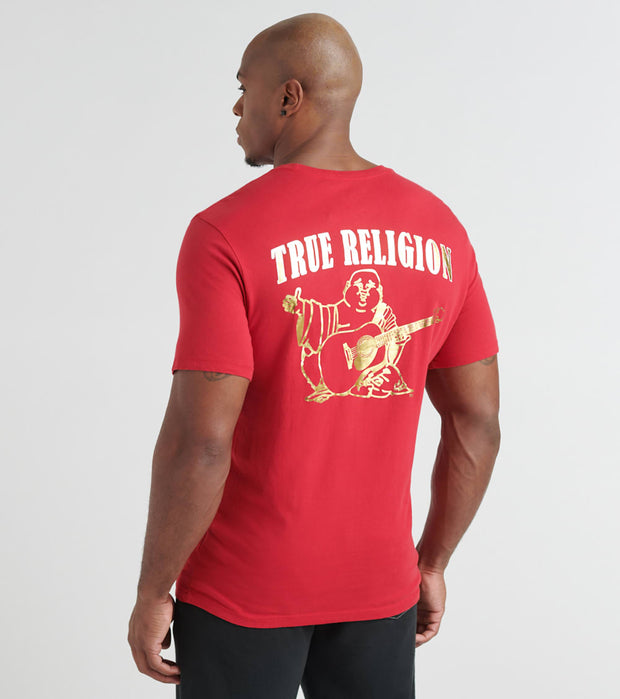 red and gold true religion shirt