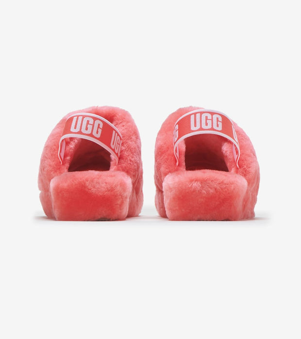 neon coral ugg slides