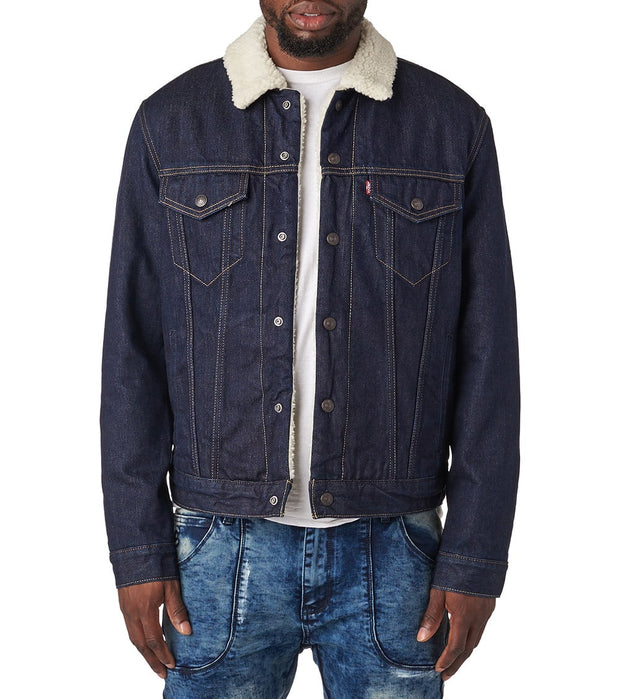 black denim sherpa jacket levis