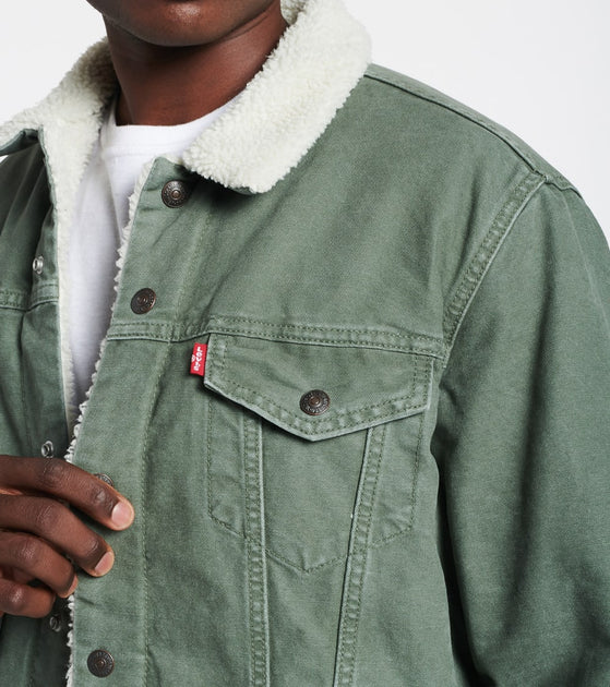 ImlaShops - Regular Fit Short Sleeve Jungle Print Shirt - Levis Sherpa  Trucker Jacket (Green) - 0163 | 16365