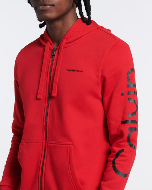 600 - 40DC414 | DialadogwashShops - Calvin Klein Traveling Logo Grau Zip  Hoodie (Red) - Calvin klein l чоловічі труси боксерки