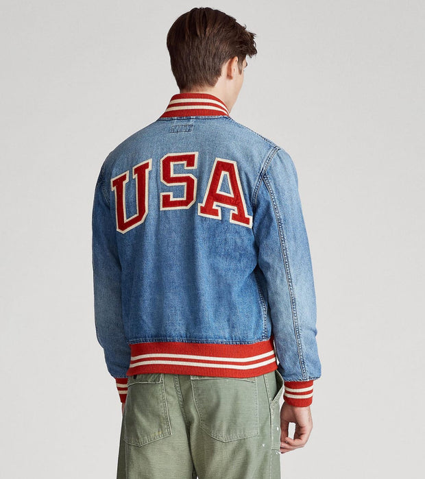 polo ralph lauren varsity denim jacket