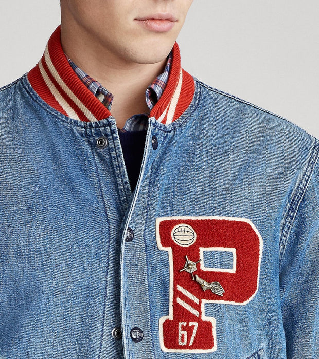 polo denim varsity jacket