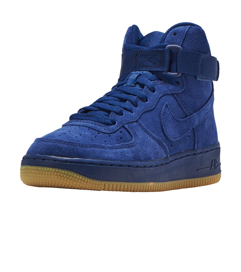 blue suede high top air force ones
