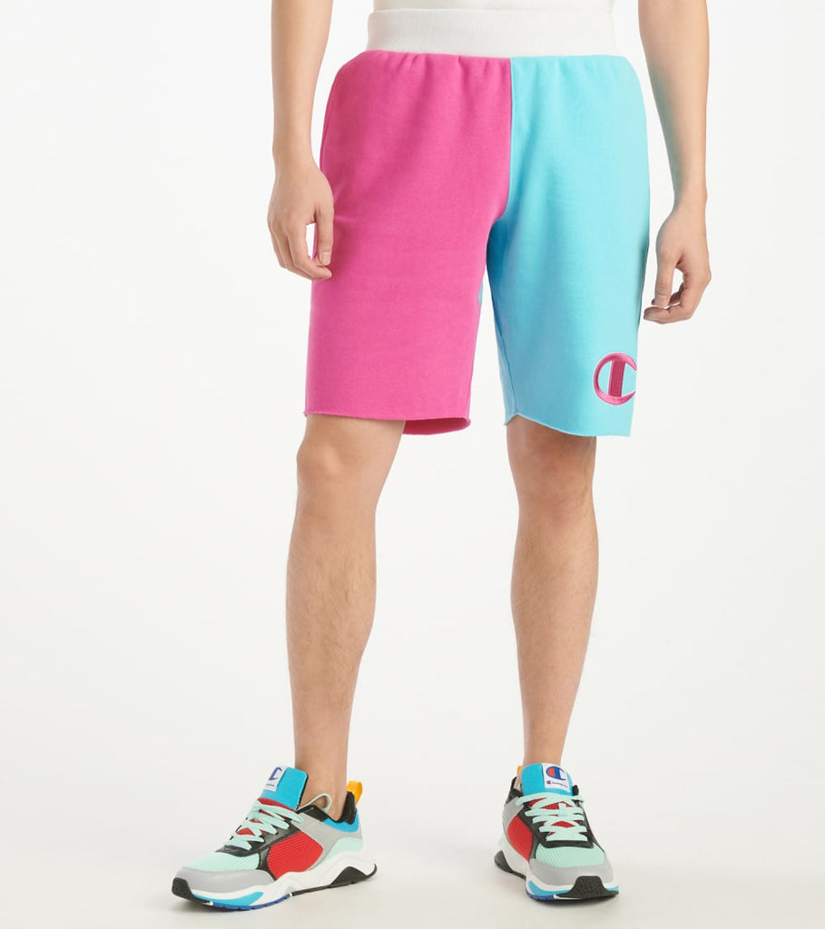 blue and pink champion shorts