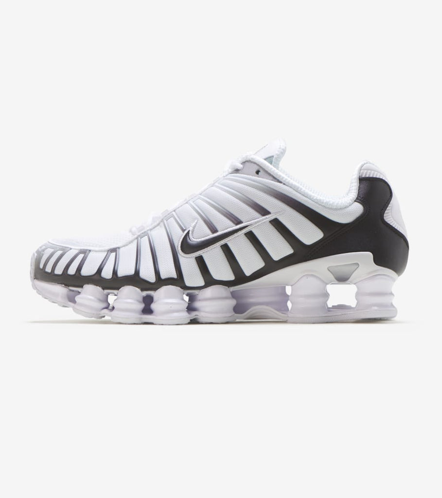 white and black nike shox