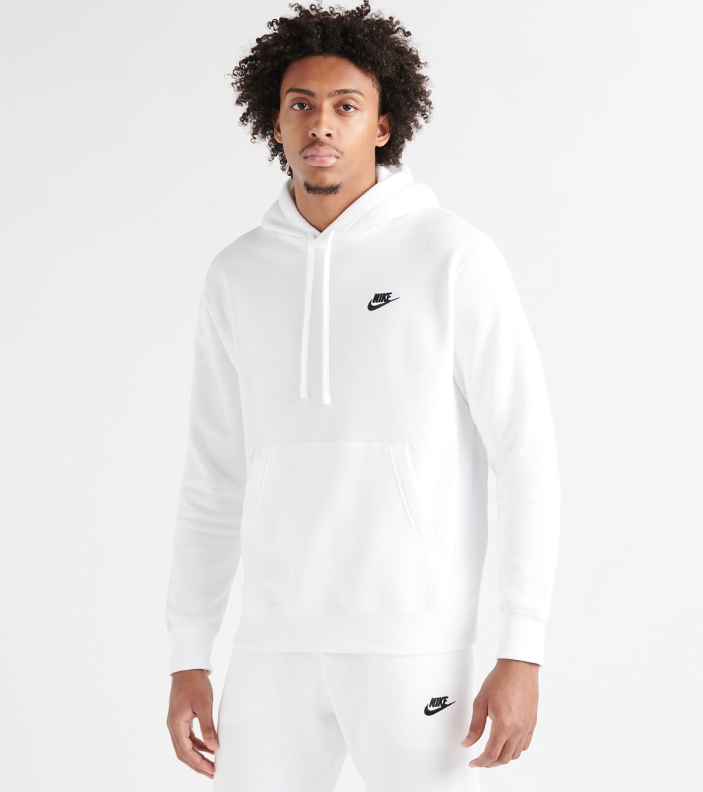 white nike club hoodie