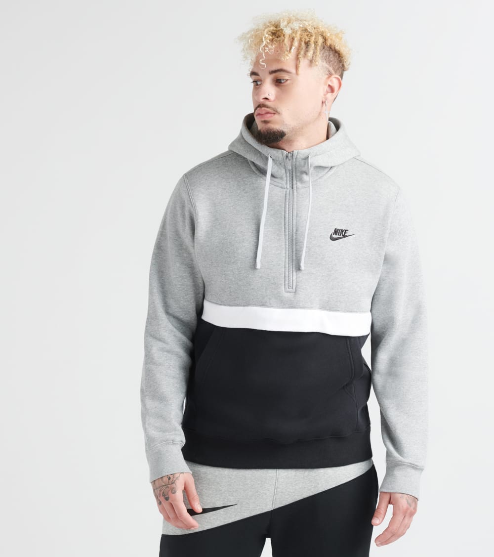 nike club half zip hoodie grey