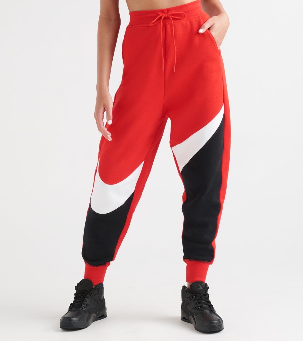 nike swoosh pants red