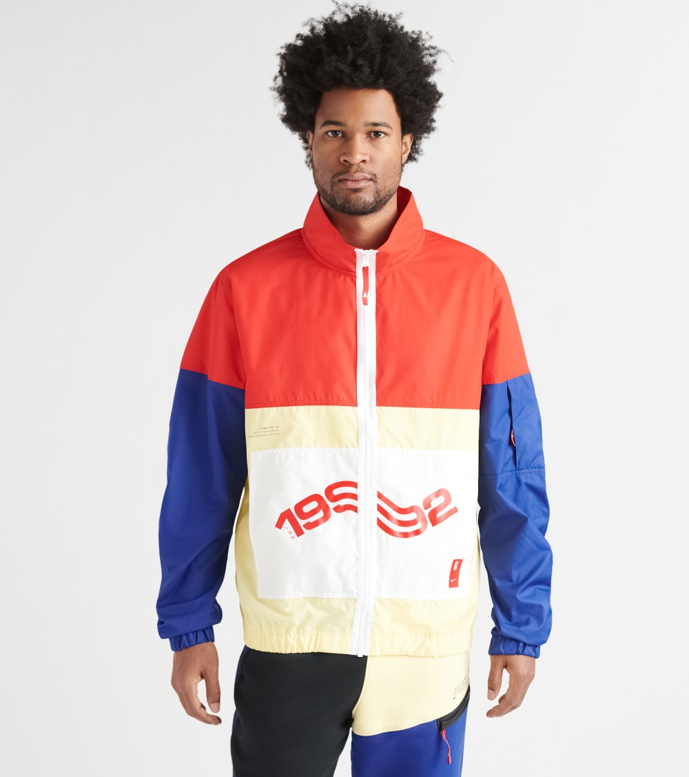 red blue and yellow nike windbreaker