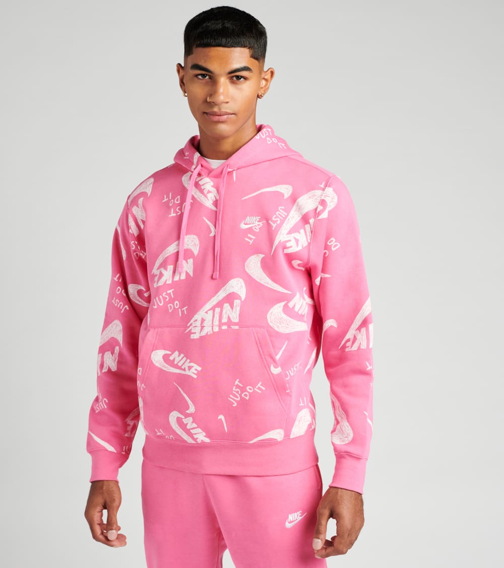 nike club pullover hoodie pink