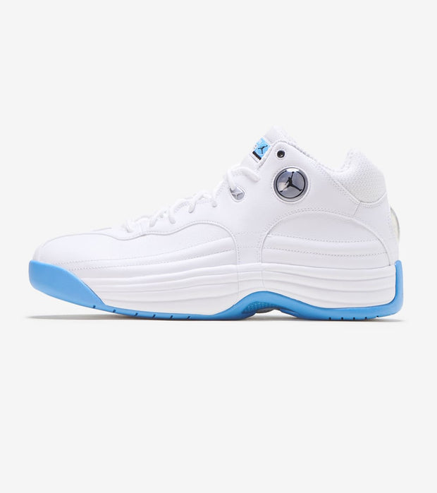 blue and white team jordans