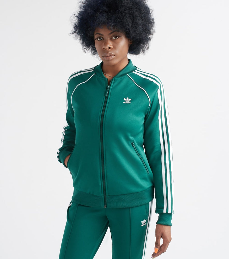 women's green adidas track jacket
