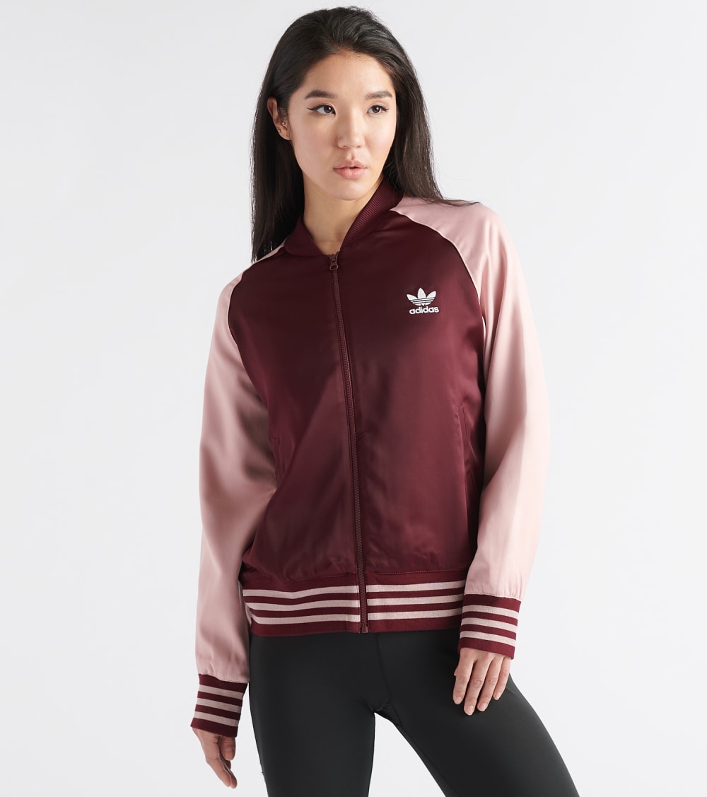 adidas pink satin jacket