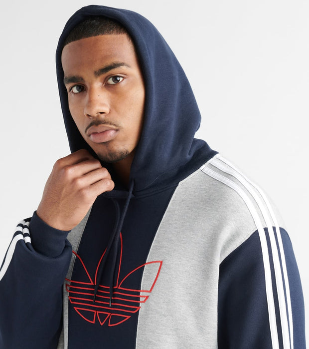 adidas grey & navy off court trefoil pullover hoodie