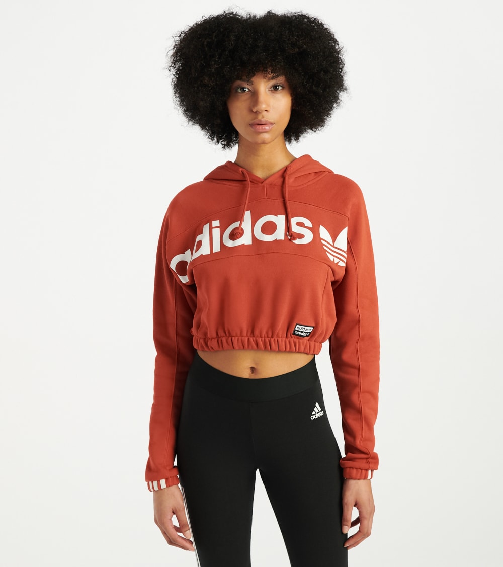 Adidas Cropped Hoodie (Orange) - FH7636 