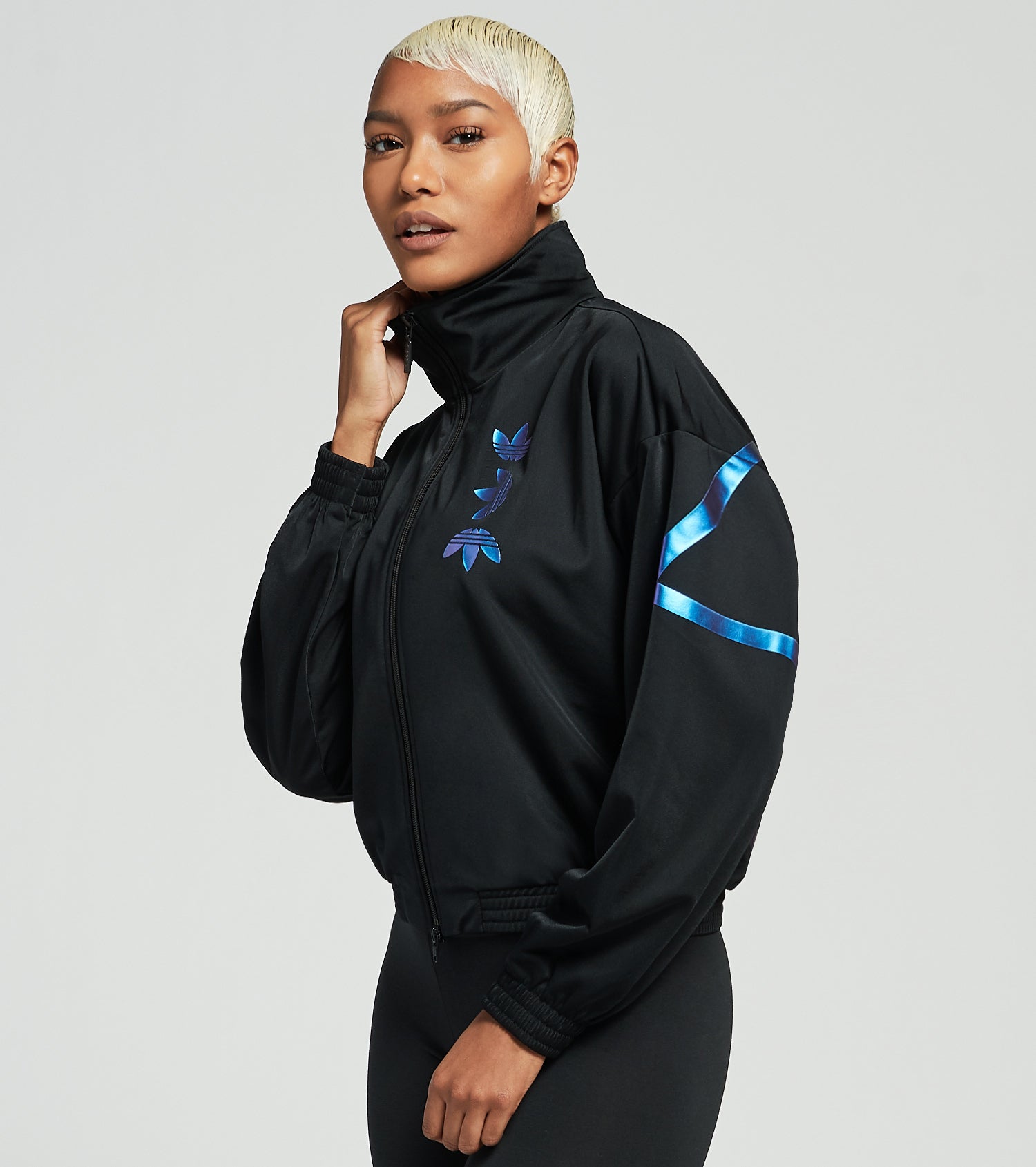 adidas originals tech trefoil cropped sweatshirt