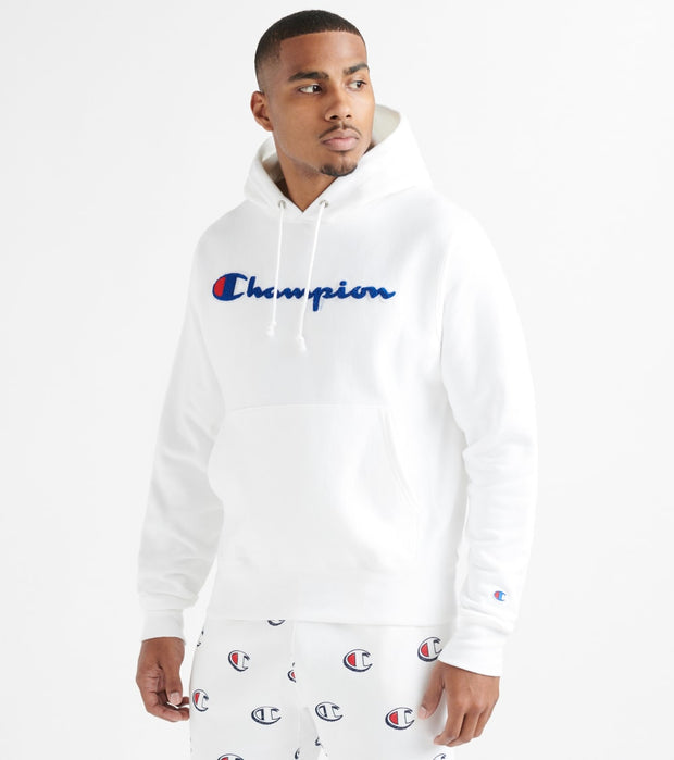 champion logo hoodie white