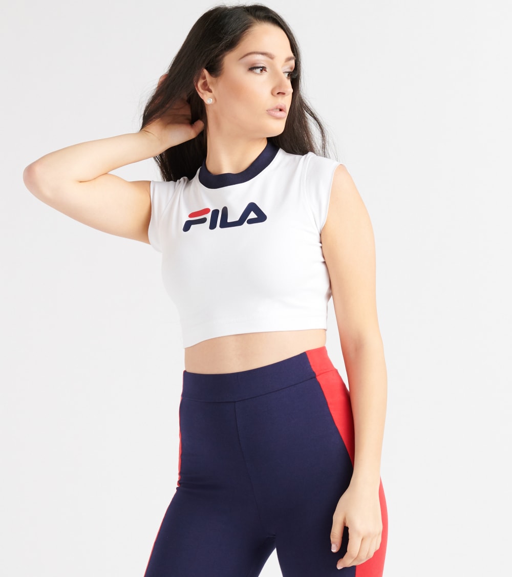 FilaFila Pia Archive Crop Top Tee in White Size XL | Cotton | Jimmy ...