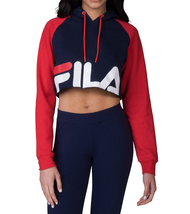 fila luciana navy & red crop hoodie