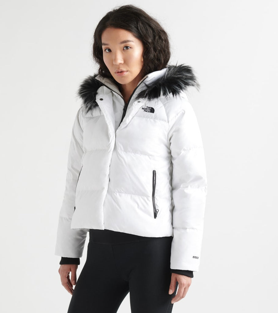 white north face down jacket