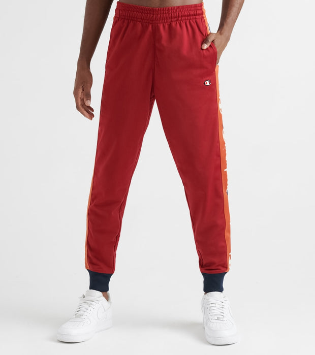 champion black & red taping track pants