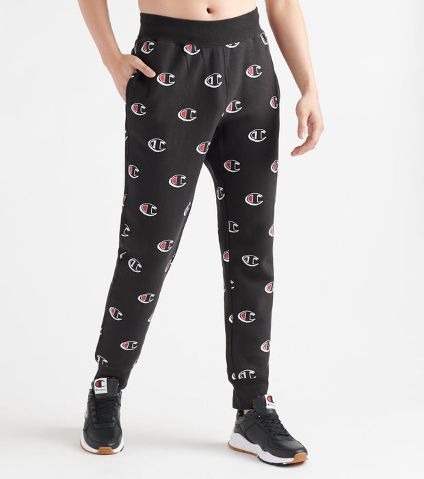 champion all over print joggers black