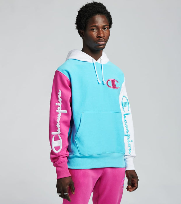 Sale > champion white and blue hoodie > in stock