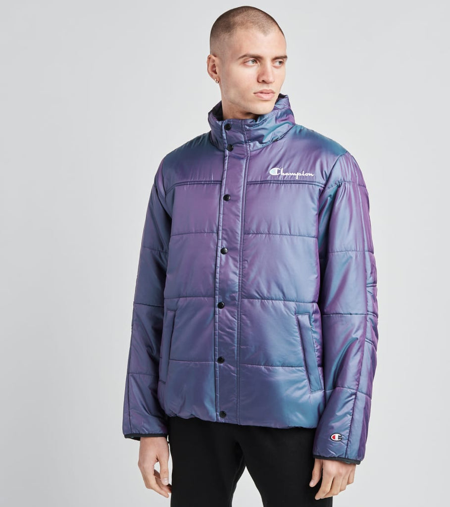 champion metallic puffer jacket purple