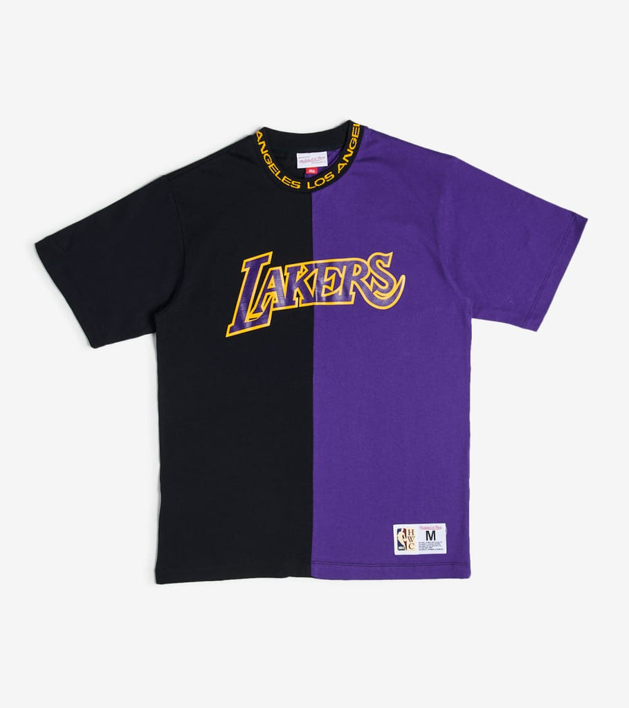 mitchell and ness lakers split t shirt