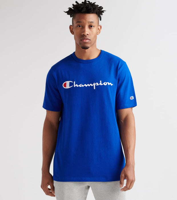 blue champion shirt outfit