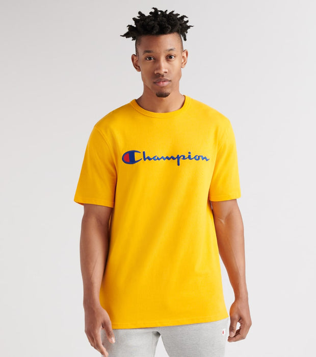 champion heritage script t shirt