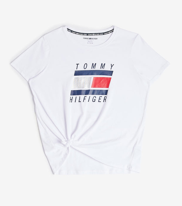 Tommy Hilfiger Logo Knot Front Tee (White) - TP03955T-WHT | Jimmy Jazz