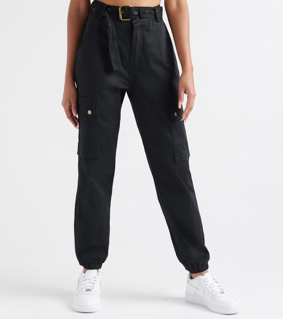 belted cargo joggers