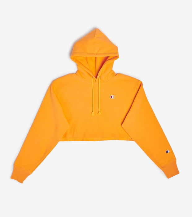 yellow champion cropped hoodie