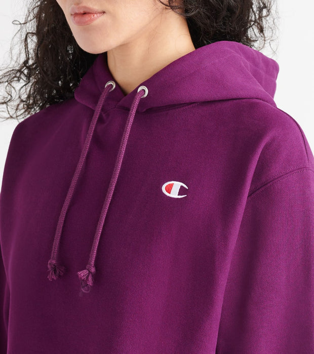 purple cropped champion hoodie