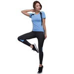 Αθλητικό γυναικείο σετ κολάν - μπλούζα Μαύρο/Μπλε GL-54381 - top200
