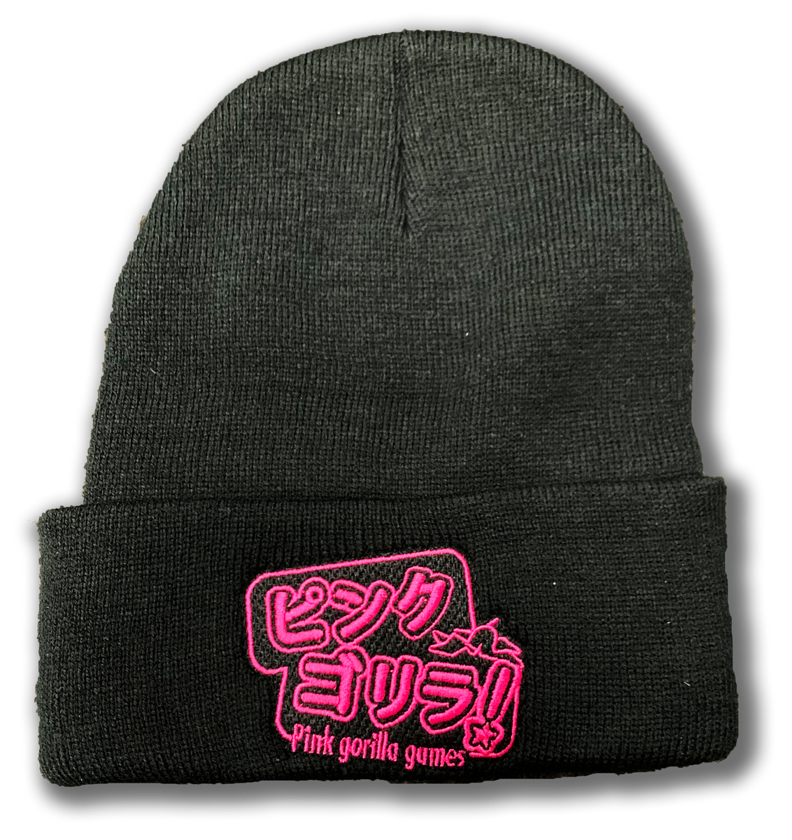 Hat Pink Gorilla Katakana Embroidered Beanie Pink Gorilla Games   Katakana 1200x1200 