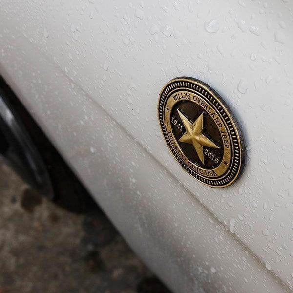 toledo ohio usa willys overland jeep 75 years emblem metal badge