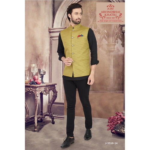 Allen Solly Men Blue Woven Design Nehru Jackets - Absolutely Desi