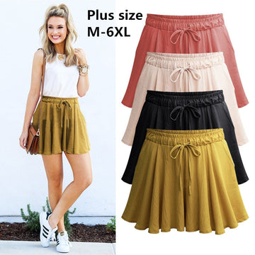 2019 Summer Plus size 6XL Women Shorts Skirts Cotton Wide Leg Shorts Womens Casual Loose Female Large Size Shorts