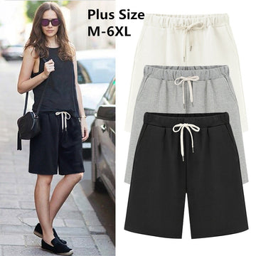 Large Size Summer Cotton Casual women shorts Plus Size Loose Ladies shorts Female Solid Color short pant