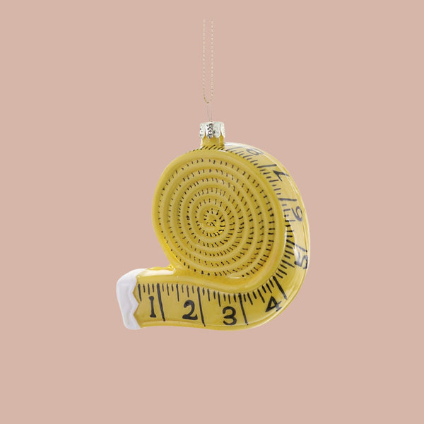 Sewing Measuring Tape Glass Ornament 3 1/4 by Cody Foster