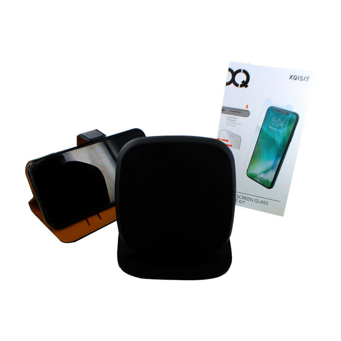 iPhone X, Xs Book Case + Tempered Glas + Wireless Pad - Tasche schutzglas Wallet
