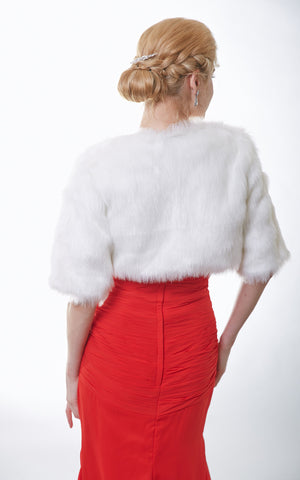 Faux Fur Wrap with Short Sleeves