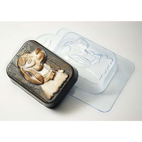plastic soap mold in the shape of a dog